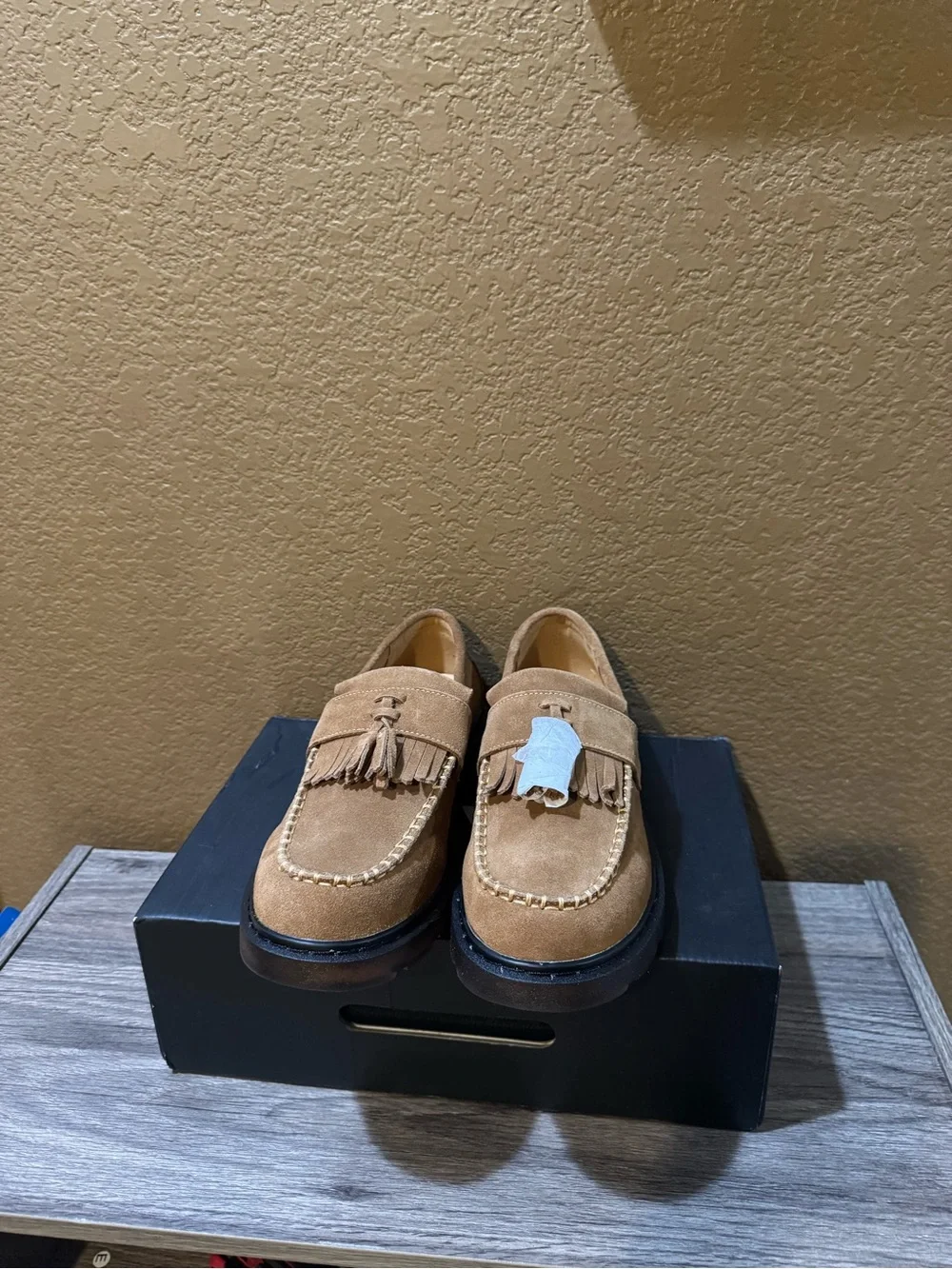Mens Tan Suede Tassel Loafers - Classic Slip-On